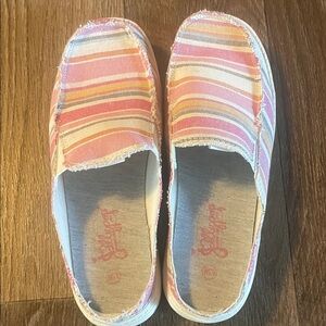 Jellypop Pink and Orange Striped Flats